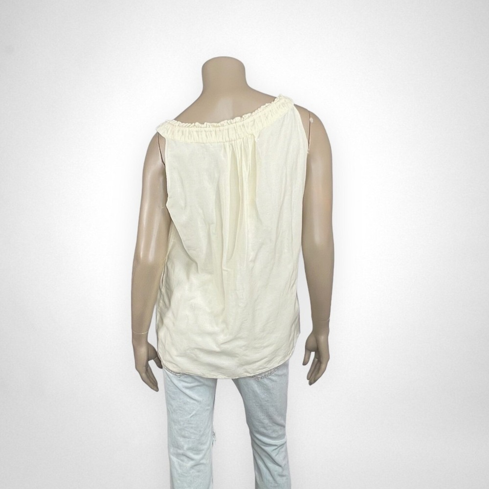 J JILL Large Ivory Silk Blend Sleeveless Top Summer Casual Basic - Picture 3 of 6
